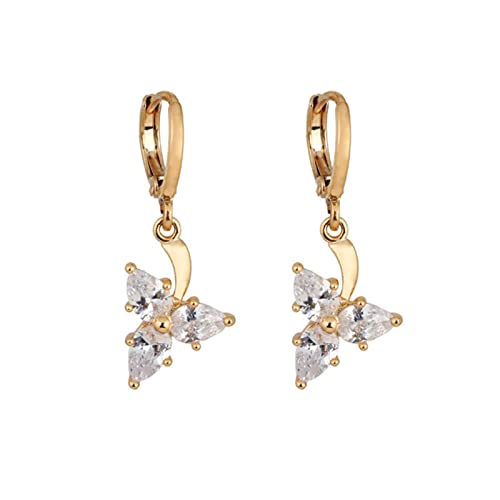 Ohrringe Gold, Frauen Ohrhänger aus 18 Karat Gelbgold Dreieck- und Wassertropfenform mit Moissanit von Mesnt