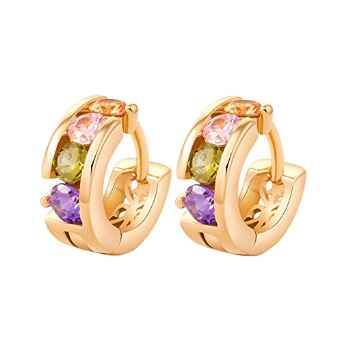 Ohrringe Kreolen, Damen Creolen aus 18 Karat Gelbgold mit mehrfarbigem, rundem rosa Kristall, Granat und Citrin Ohrringe Kreolen, Damen Creolen aus 18 Karat Gelbgold mit mehrfarbigem, rundem rosa Kristall, Granat und Citrin von Mesnt