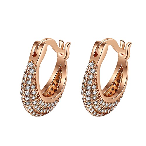 Ohrringe Kreolen, Frauen Creolen aus 9 Karat Rotgold Eleganter kreisförmiger Moissanit Ohrringe Kreolen, Frauen Creolen aus 9 Karat Rotgold Eleganter kreisförmiger Moissanit von Mesnt