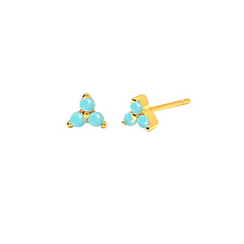 Ohrringe Mädchen Gold, 925 Ohrringe Zierlicher Zirkonia-Ohrstecker Gold Blau von Mesnt