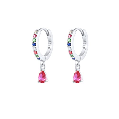 Ohrringe Silber 925 Set, Sterling Silber Teardrop baumeln lassen mit Zirkonia Creolen Ohrringe Silber Bunt von Mesnt