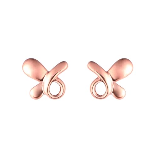 Ohrstecker Damen Rosegold, Frauen 18K Roségold Glatte Schmetterlings-Ohrstecker von Mesnt