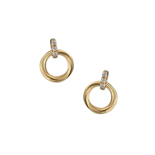 Ohrstecker Gold, Damen 9K Gelbgold Topas-Ohrstecker mit gedrehtem Ring von Mesnt