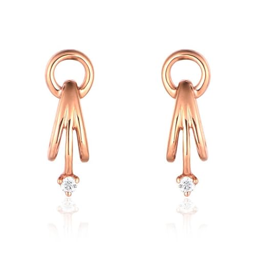 Ohrstecker Rosegold, Damen 9K Roségold Runde Kreis-Ohrstecker mit kleinem Moissanit von Mesnt