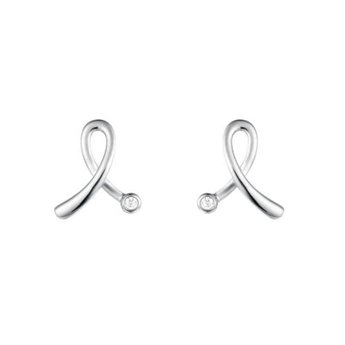 Ohrstecker Weissgold, Damen 9K Weißgold Knoten-Ohrstecker mit Diamant/Moissanit von Mesnt