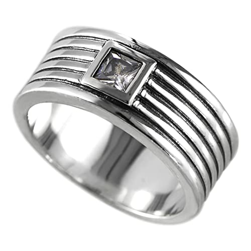 Ring 925 Silber, 925 Sterling Silber Quadratischer Zirkonia Ring Ring für Männer FrauenSilber, Größe 60 (19.1) von Mesnt