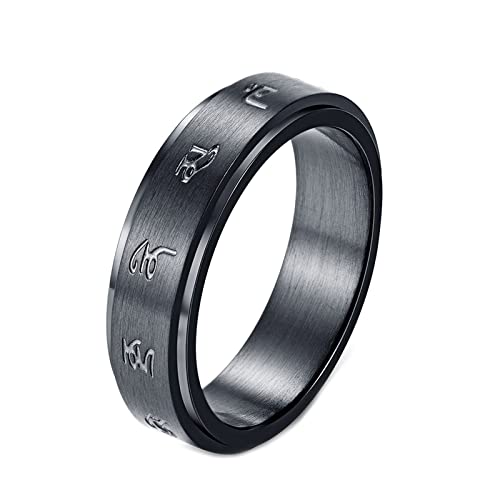 Ring Edelstahl, Matte Band Mantra Anti-Stress-Angst-Ring Schwarz Größe 65 (20.7) von Mesnt