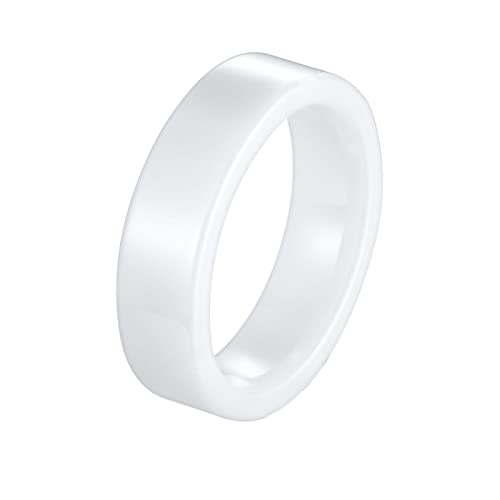 Ring Für Männer, Keramik 6MM einfaches Band Herren Ring Weiß, Größe 62 (19.7) von Mesnt