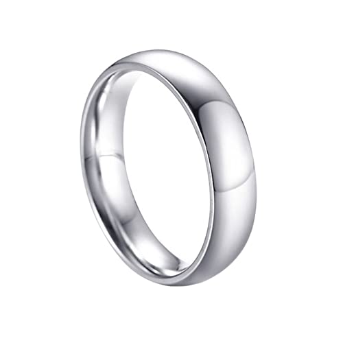 Ring Männer Edelstahl, Comfort Fit Einfaches Band 5MM Herren Ringe Silber, Größe 60 (19.1) von Mesnt