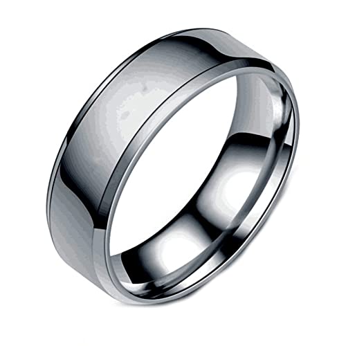 Ring Männer Edelstahl, Silber Edelstahlring 8MM Komfort fit Damen Ringe Modeschmuck, Silber Größe 52 (16.6) von Mesnt