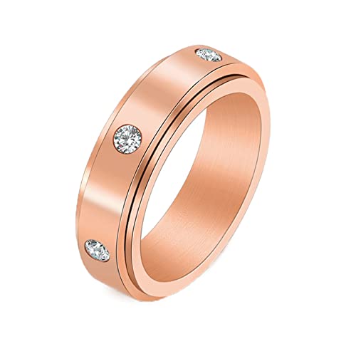 Ring Männer Gold, Zirkonia Stress Relief Fidget Spinner Ring Roségold Größe 67 (21.3) von Mesnt