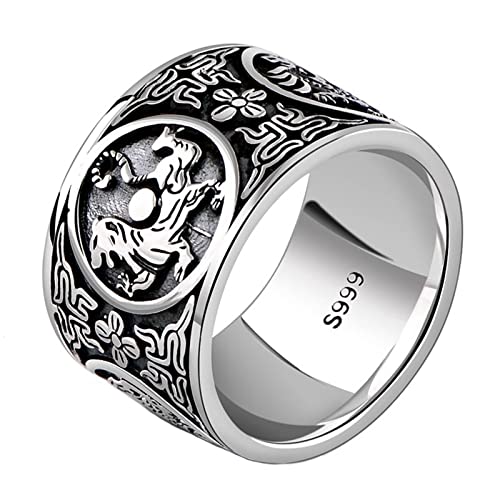 Ringe Silber Vintage, 999 Sterling Silber Vintage-Drachen-Muster Ringe Herren FrauenSilber, Größe 65 (20.7) von Mesnt