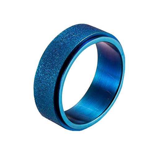 Verlobungsring Damen, Mode Matt Spinner Fidget Ring Blau Größe 62 (19.7) von Mesnt