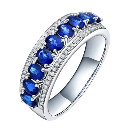 Verlobungsring Herren, 18K Weißgold Ring für Männer with 2.5x2.5mm Im Labor hergestellter Saphir 2.192ct und Im Labor hergestellter Diamant, Größe 57 (18.1) von Mesnt