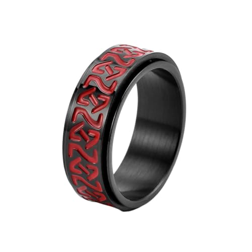Verlobungsring Herren, Fidget Ring mit keltischem Knotenmuster drehbar 8MM aus Edelstahl für Männer Frauen Schwarz Rot, Größe 67 (21.3) von Mesnt