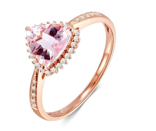 Verlobungsring für Frauen, 18K Rotgold Ring für Damen with 7.1x7.5mm Morganit 0.9ct und Im Labor hergestellter Diamant, Größe 61 (19.4) von Mesnt