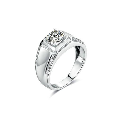 Verlobungsringe, 925 Silber Ring für Männer with Moissanit 2ct, Größe 67 (21.3)/P3002 von Mesnt