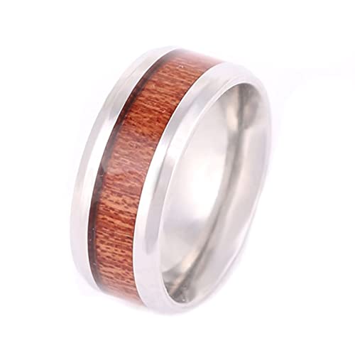 Wolfram Ring Ehe Eheringe Verlobungsring mit Holz Inlay Hochzeit Ring Männer 8MM Silber Braun Ring Für Männer Größe 72 (22.9) von Mesnt
