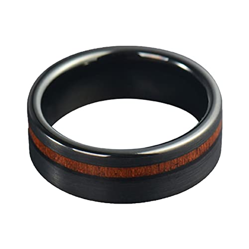 Wolfram Ring Männer Ringe mit Holz für Hochzeit Verlobung Verlobungsring Herren Gravur 8MM Schwarz Ring Für Männer Größe 62 (19.7) von Mesnt