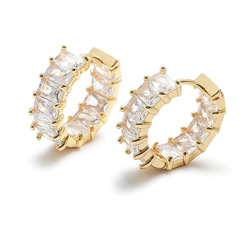 MESOVOR Creolen Ohrringe mit Zirkonia für Damen, 18 Karat Vergoldete Mehrfarbige Zirkonia-Ohrringe, Schmuck, Geschenke für Frauen und Mädchen (Weiss) von Mesovor