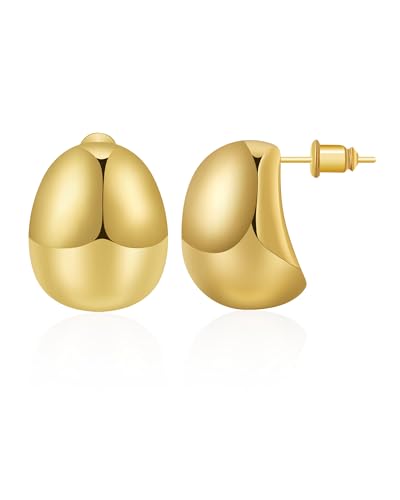 MESOVOR Gold Klobige Creolen Ohrringe für Damen und Mädchen, 18 Karat Vergoldete Leichte Hohle Dicke Offene Kreolen Ohrringe Schmuck Geschenke (Gold-04) von Mesovor