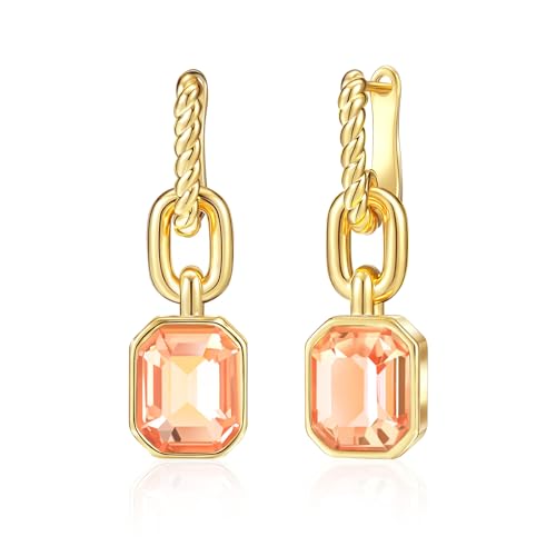 MESOVOR Kristall Tropfen Ohrringe, 18 Karat Vergoldete Creolen | Smaragd Grün Schwarz Ohrringe Schmuck Geschenk für Mutter Frau (Hellgelb) von Mesovor