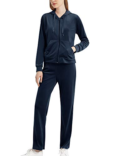 MessBebe Hausanzug Damen Trainingsanzug Set Jogginganzug Velour Sportanzug Anzug 2Teilig Freizeitanzug Oberteil Hose Kapuzenjacke Langarm Zipper Lange kurz Sporthose alle Jahreszeiten von MessBebe