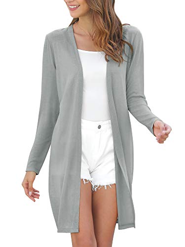 MessBebe Strickjacke Damen Lang Cardigan Sommer Langarm Offen Front Dünn Leicht Casual Frühling von MessBebe