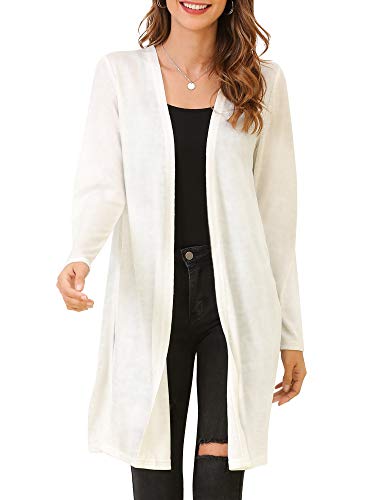 MessBebe Strickjacke Damen Lang Cardigan Sommer Langarm Offen Front Dünn Leicht Casual Frühling von MessBebe