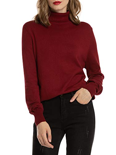Woolen Bloom Rollkragenpullover Damen Strickpullover Stretch Pullover in Weich Feinstrick Elegant Stehkragen Strickpulli Langarm Rolli Sweater für Herbst Winter, Weinrot, M Woolen Bloom Rollkragenpullover Damen Strickpullover Stretch Pullover in Weich Feinstrick Elegant Stehkragen Strickpulli Langarm Rolli Sweater für Herbst Winter, Weinrot, M von MessBebe