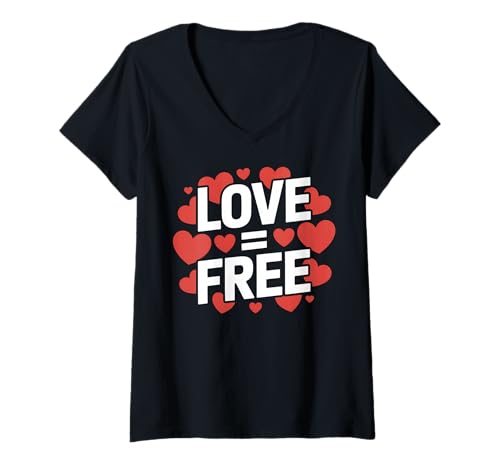 Damen Liebe ist gleich Kostenlose Positive Botschaft Inspirierend T-Shirt mit V-Ausschnitt Damen Liebe ist gleich Kostenlose Positive Botschaft Inspirierend T-Shirt mit V-Ausschnitt von Message of Love