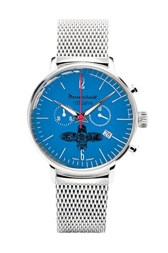 Messerschmitt Boxer100-17M - Edelstahlgehäuse Ø42mm - Quarz-Uhrwerk - Zifferblatt mit Boxerlogo –Milanaise Armband - Made in Germany von Messerschmitt
