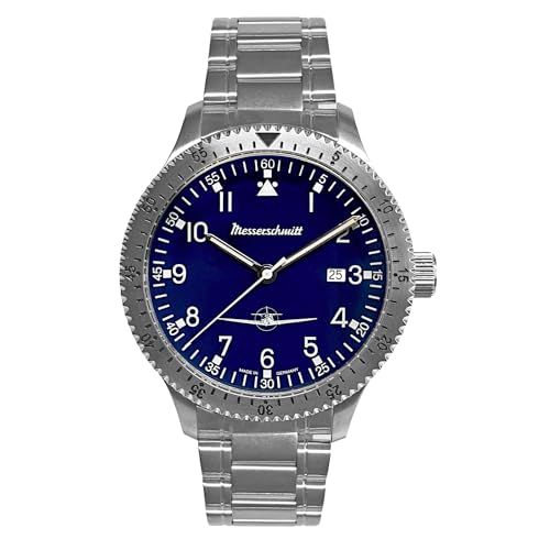 Messerschmitt Flieger-Armbanduhr für Herren Stahl/Blau ME-108DR-MB von Messerschmitt