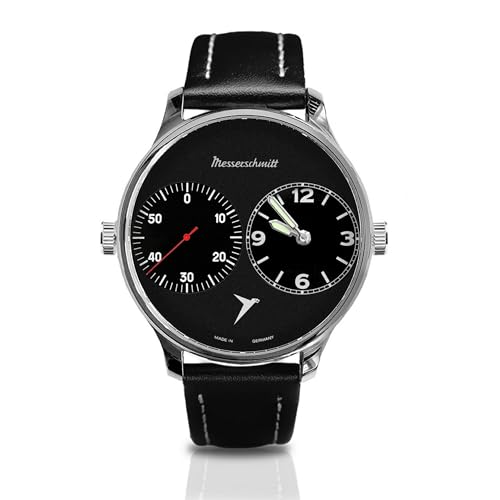 Messerschmitt Herren-Armbanduhr mit Lederband Schwarz ME-DUAL-SL von Messerschmitt