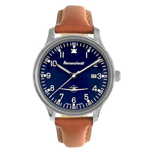 Messerschmitt Herrenuhr Flieger mit Lederband Braun/Blau ME42-108L von Messerschmitt