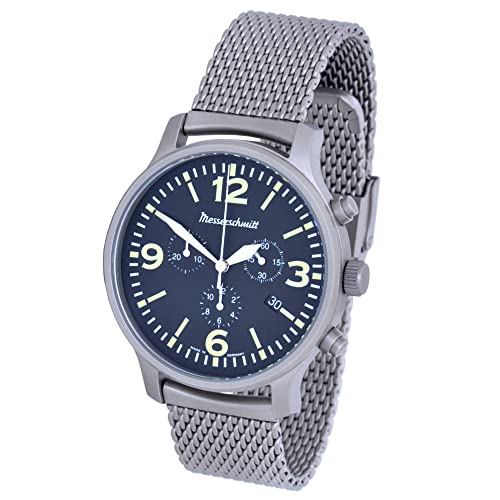 Messerschmitt Quarz Herren Flieger Chronograph Model 3H205 Edelstahl Ronda5030D (Silber) von Messerschmitt