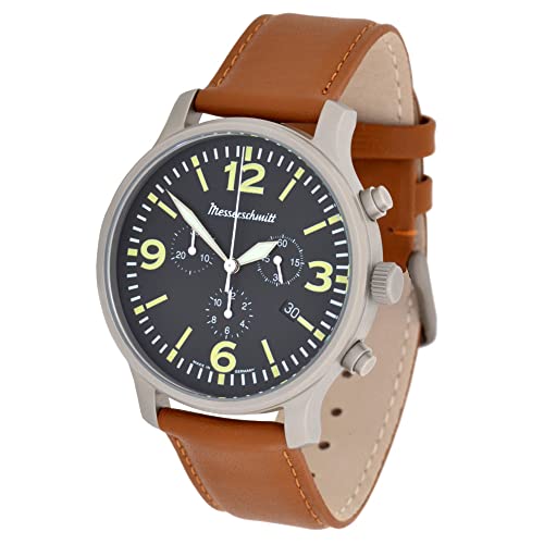 Messerschmitt Quarz Herren Flieger Chronograph Model 3H205 Edelstahl Ronda5030D (braun) von Messerschmitt