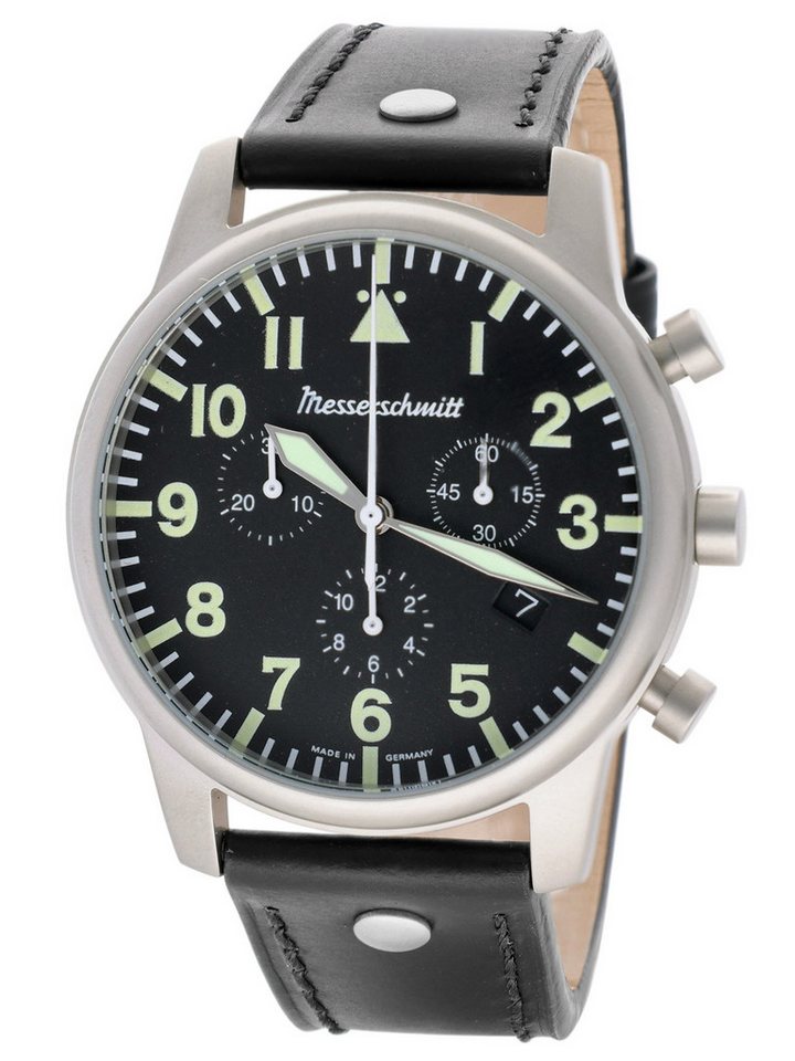 Messerschmitt Quarzuhr Chronograph für Flieger Schwarz von Messerschmitt