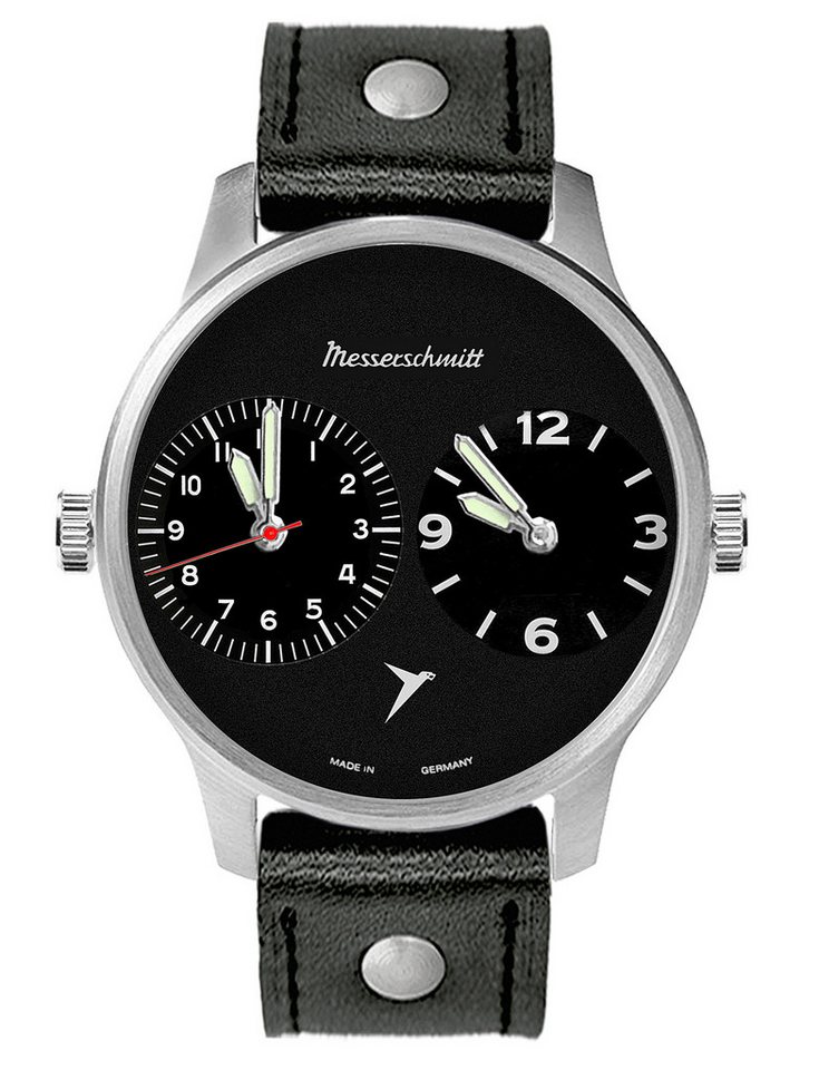 Messerschmitt Quarzuhr Zwei Zeiten Schwarz von Messerschmitt