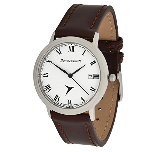 Messerschmitt Unisex Armbanduhr schweizer Quarz Uhrwerk Ronda 715 ME-4H200R mit Lederarmband 5 ATM von Messerschmitt