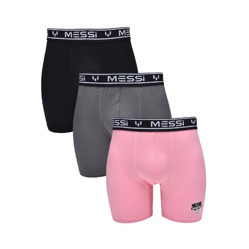 Messi Herren 3pk Stretch Boxer Briefs Retroshorts, Pink, Large von Messi