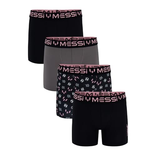 Messi Jungen 4-Pack of Boxer Briefs, Kids Underwear with Stretch Material & Elastic Waist Retroshorts, Blau, L von Messi