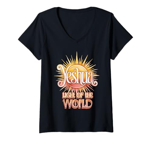 Damen Yeshua Licht der Welt T-Shirt mit V-Ausschnitt Damen Yeshua Licht der Welt T-Shirt mit V-Ausschnitt von Messiah Yeshua Radiant