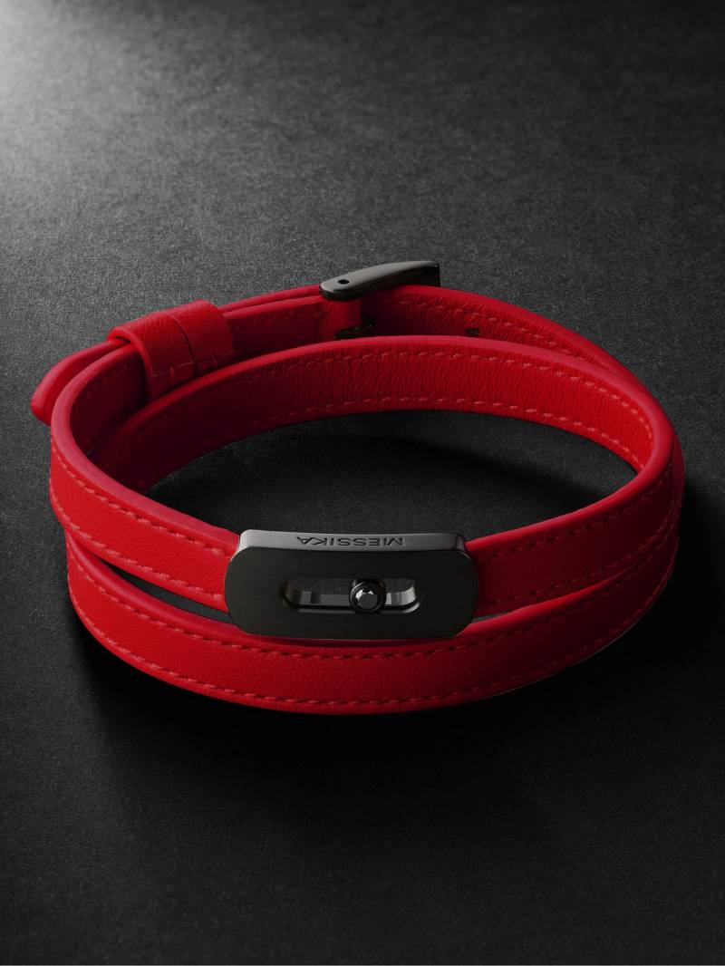 Messika - My Move Blackened Titanium, Diamond and Leather Bracelet - Men - Red - XL von Messika