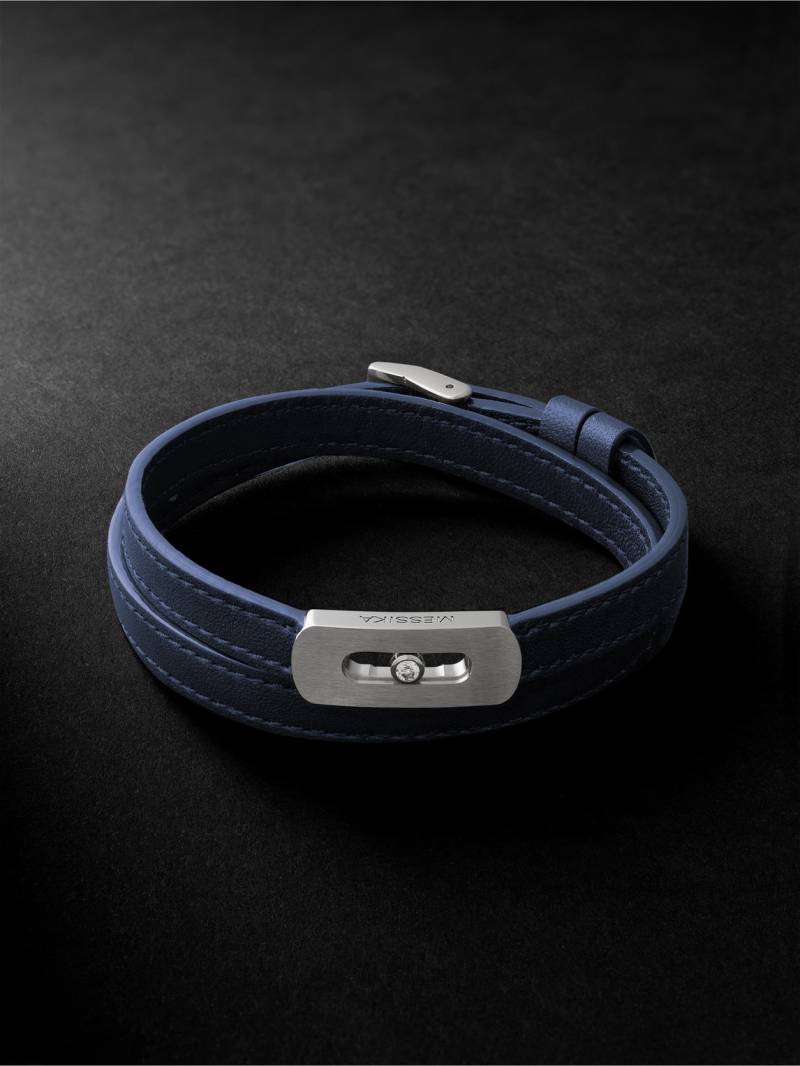 Messika - My Move Brushed-Titanium, Leather and Diamond Bracelet - Men - Blue - L von Messika