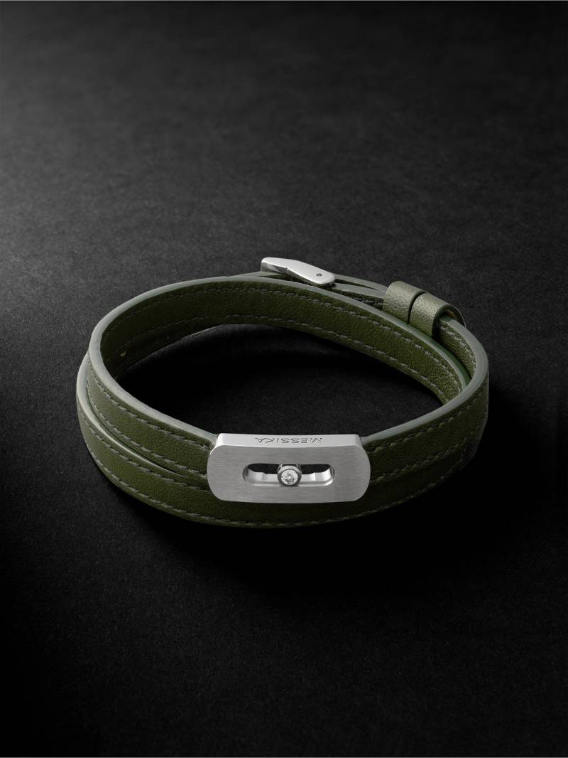 Messika - My Move Brushed-Titanium, Leather and Diamond Bracelet - Men - Green - XL von Messika