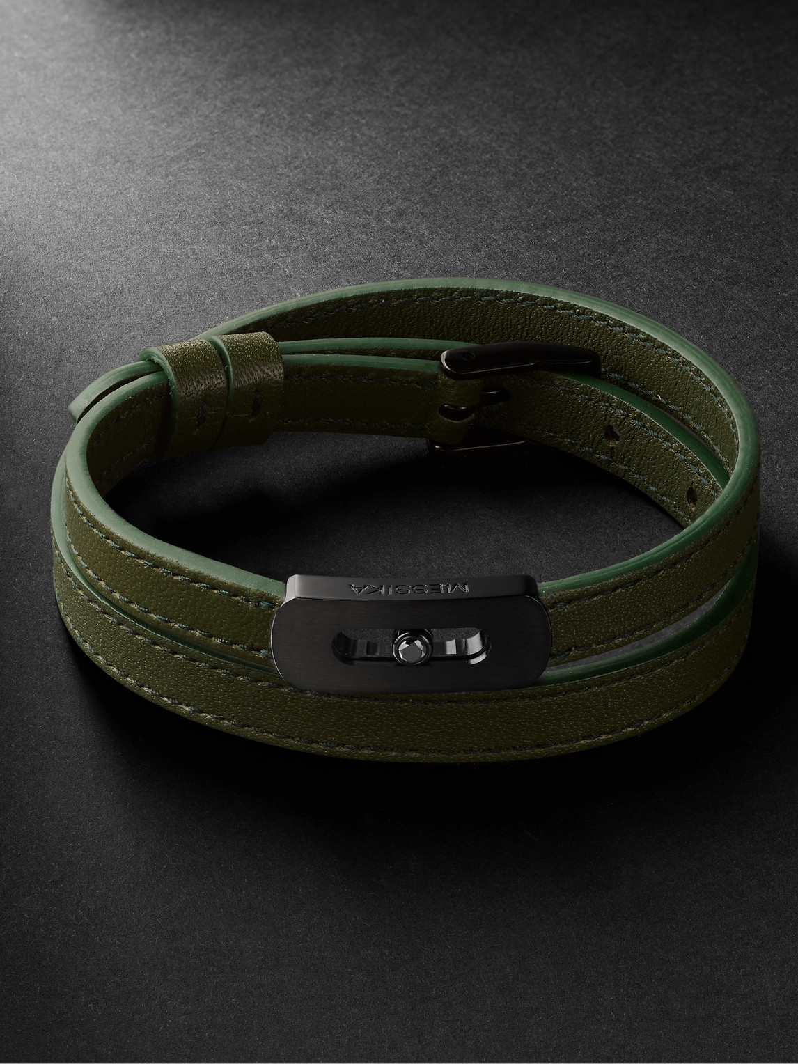 Messika - My Move DLC-Coated, Diamond and Leather Bracelet - Men - Green - L von Messika