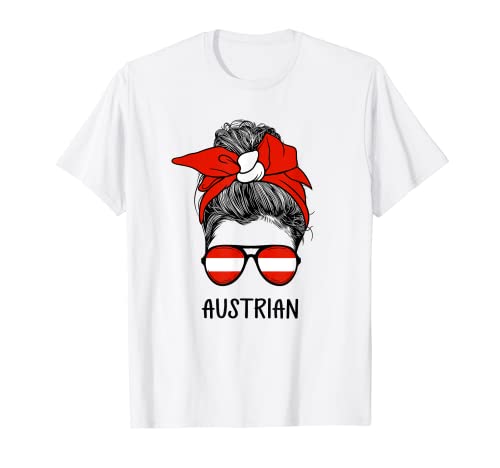 Austrian Girl Austrian Heritage Austria Flag T-Shirt von Messy Bun Matching Novelty Outfits ...