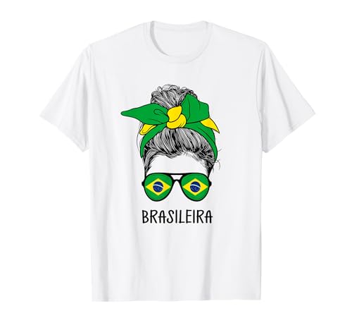 Brazilian Brasileira Girl Brazilian Heritage Brazil Flag T-Shirt Brazilian Brasileira Girl Brazilian Heritage Brazil Flag T-Shirt von Messy Bun Matching Novelty Outfits ...