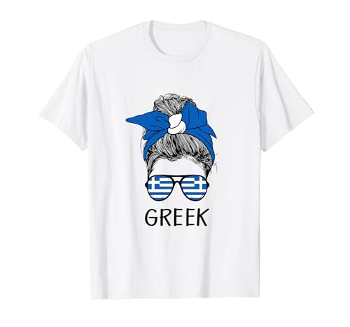 Greek Girl Greek Heritage Greece Flag T-Shirt von Messy Bun Matching Novelty Outfits ...